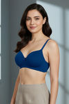 Zivame Padded Non Wired 3/4th Coverage T-Shirt Bra - Navy Peony — thumbnail 3